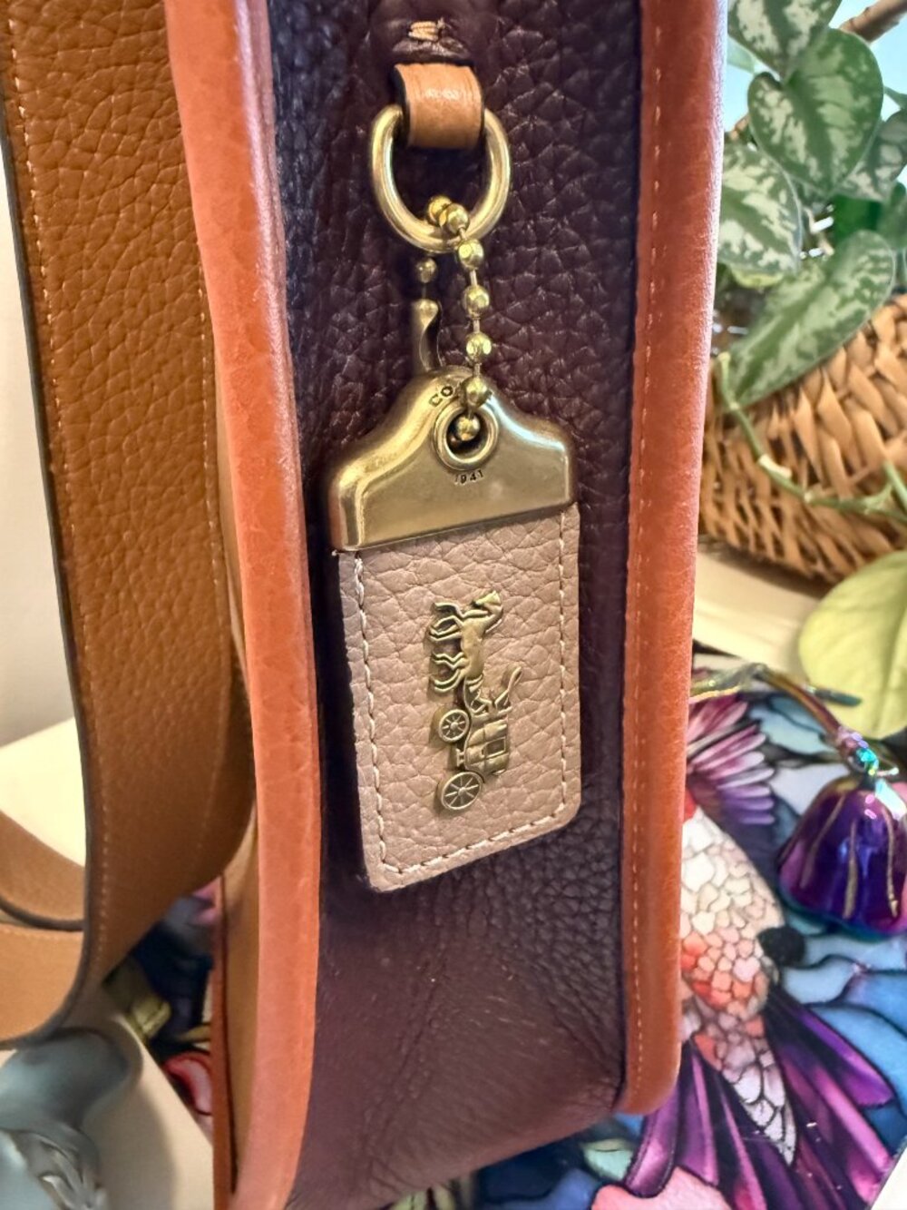 COACH "Emery" Pebble Leather Color Block Adjustable Shoulder/Crossbody Bag